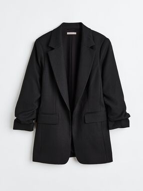 H&M Black Open-Front Longline Blazer